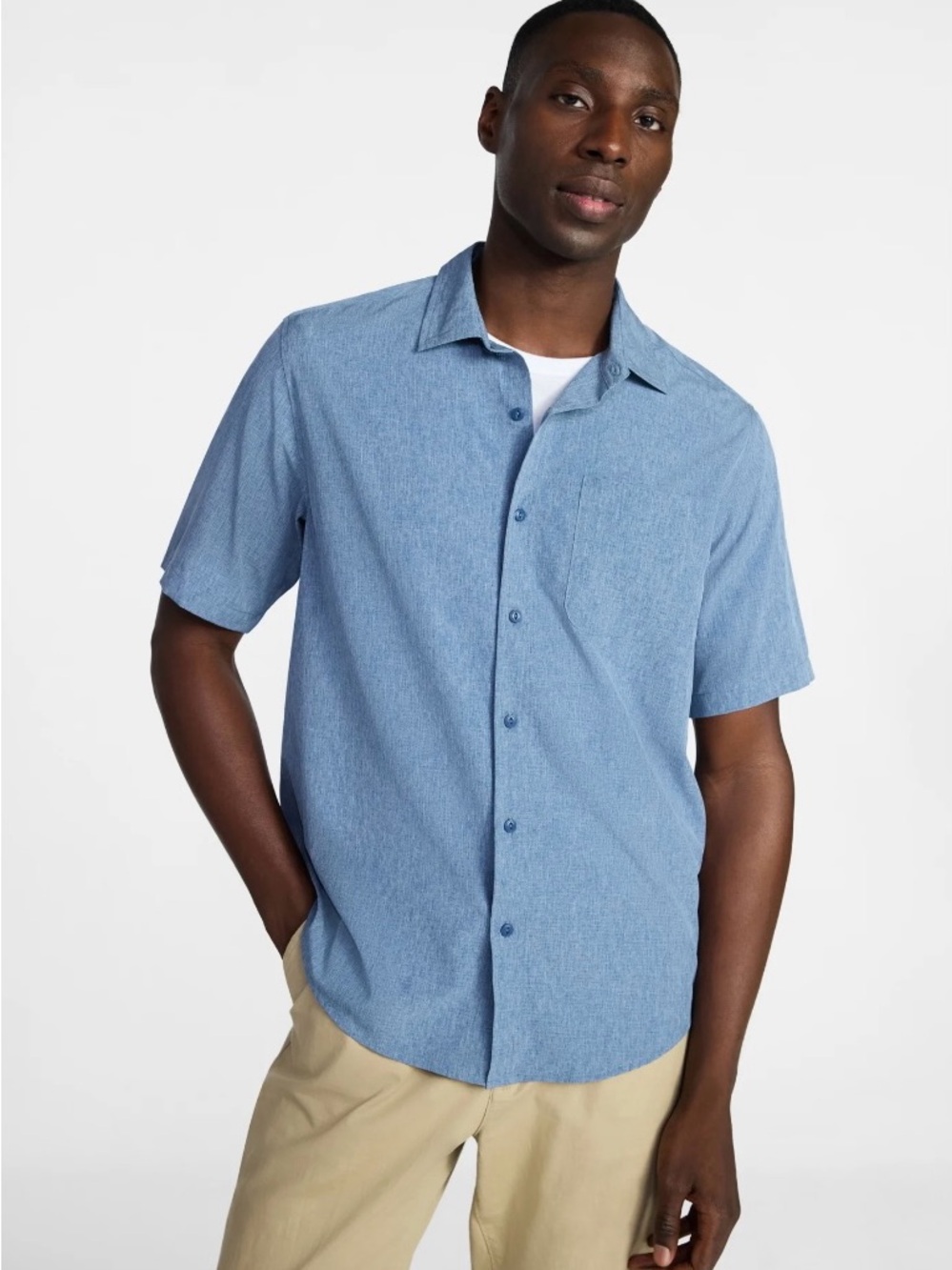 NWT George Blue Short Sleeve Button-Down Shirt